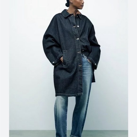 TRF Denim Trench Coat. Size XL - Picture 8 of 13